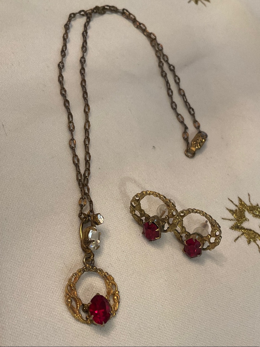 F.S.G.F Stamp Foster’s Sterling Gold Filled Necklace With Matching Earrings.